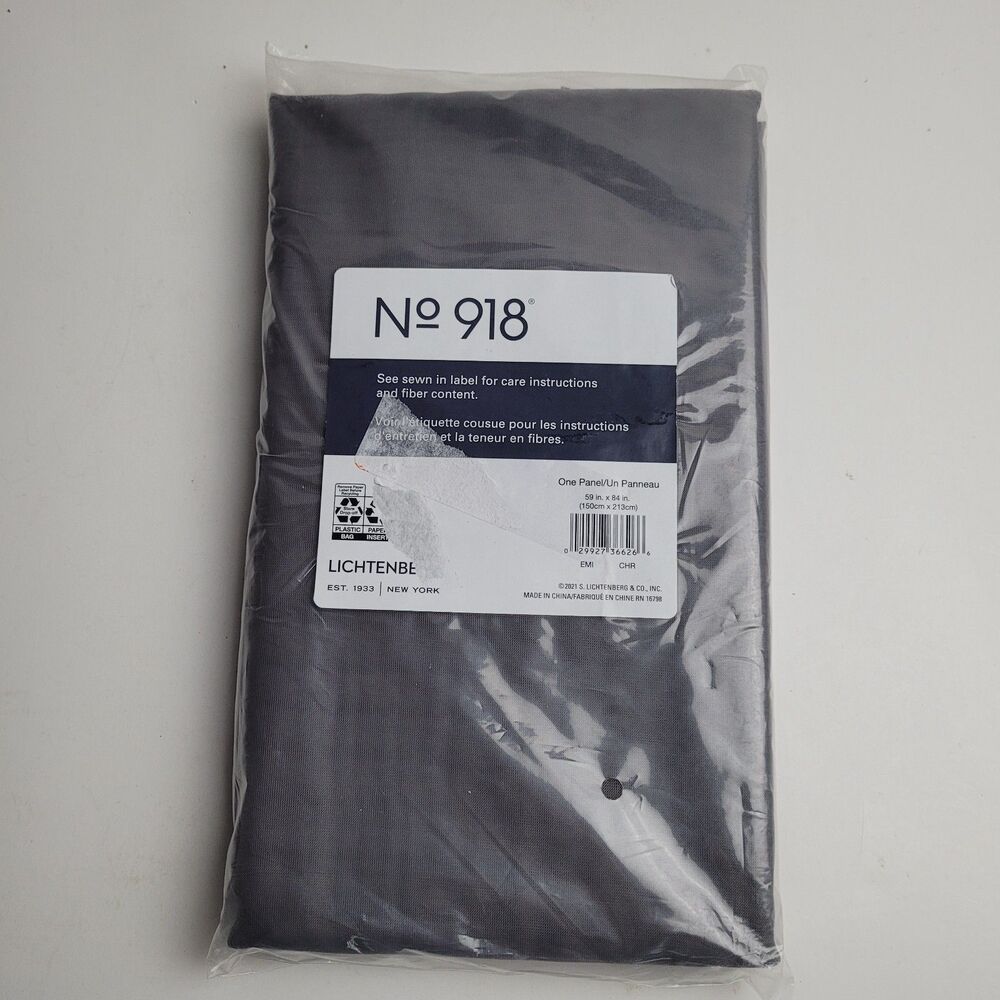 NEW No. 918 Emily Sheer Voile Curtain Panel. 'Charcoal' 59x84 #BT2